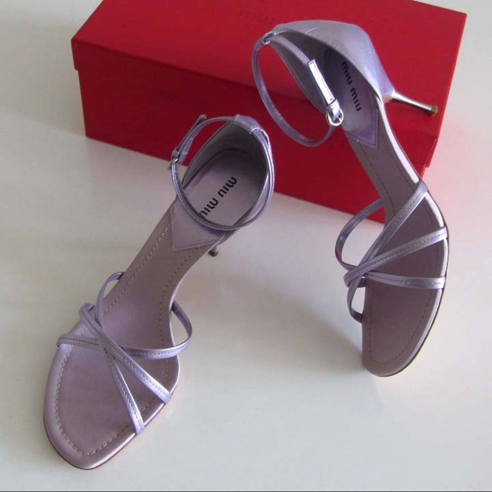 new MIU MIU metallic heel strappy sandals 39.5 9.5